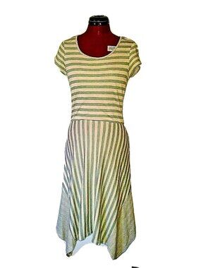 Francesca’s Miami Dress Women Medium M Multicolor Striped Handkerchief Hem Boho